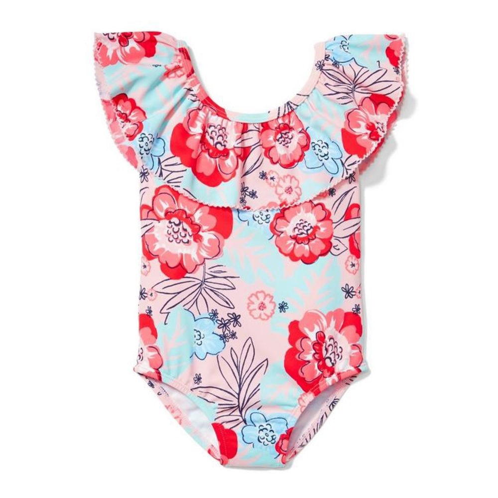 Janie & jack FLORAL RUFFLE SWIMSUIT girls 3-6 mo